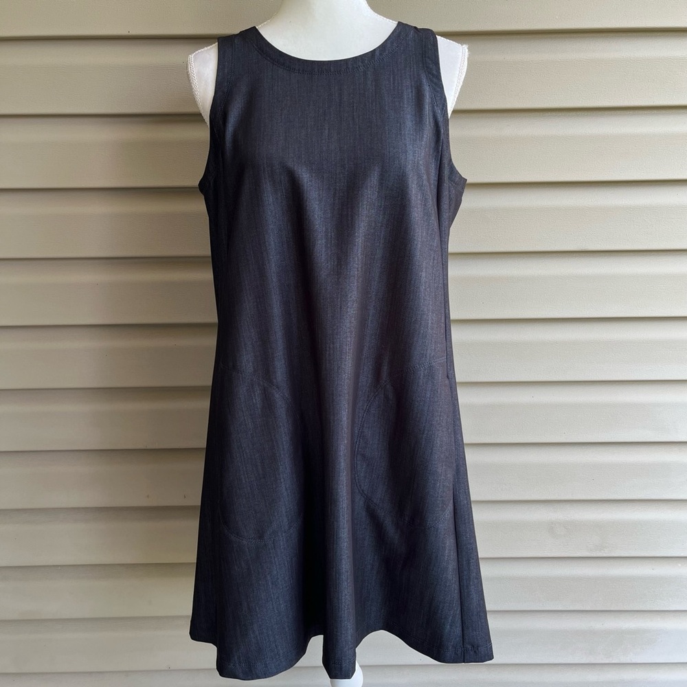 •Calvin Klein• Dark Blue Chambray A-Line Shift Dress - Size 8
